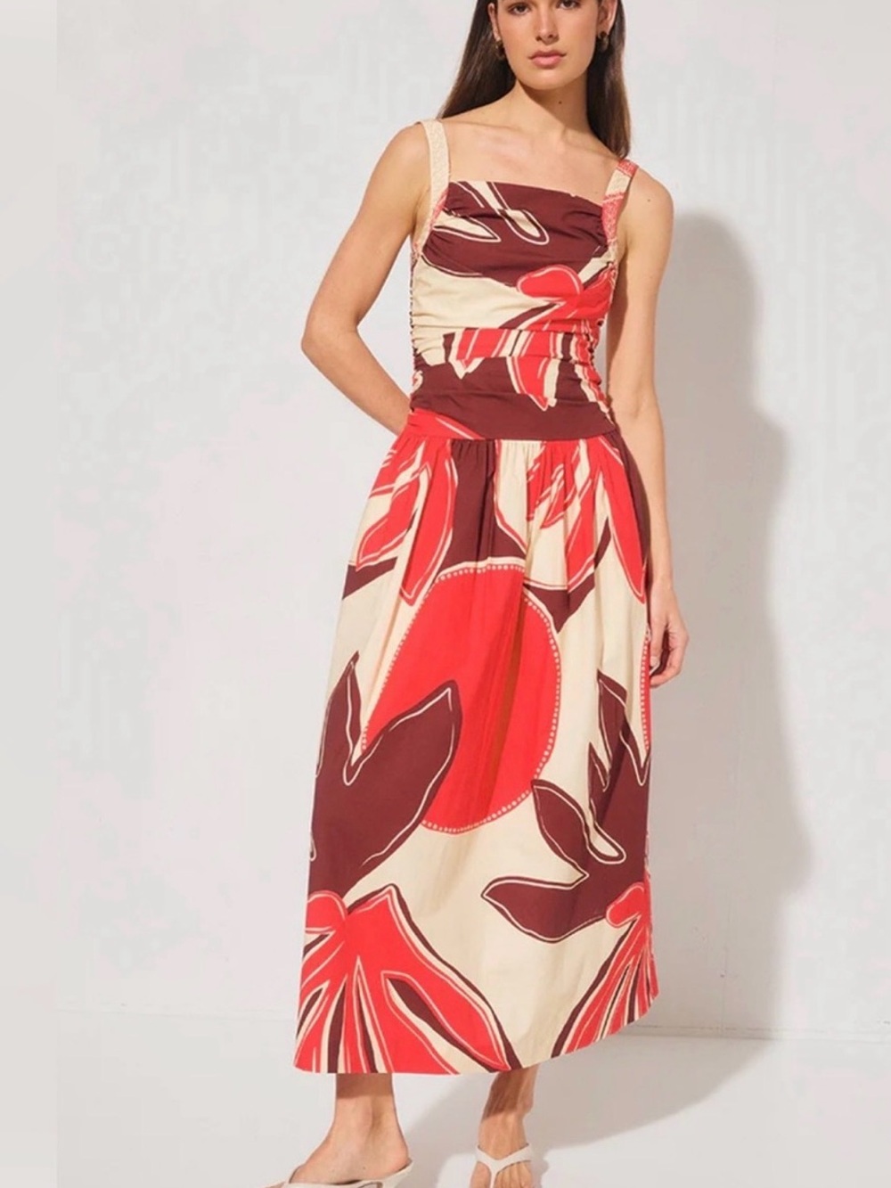 Mon Renn Sandro Palms Midi Dress Size Large - Picture 5 of 9
